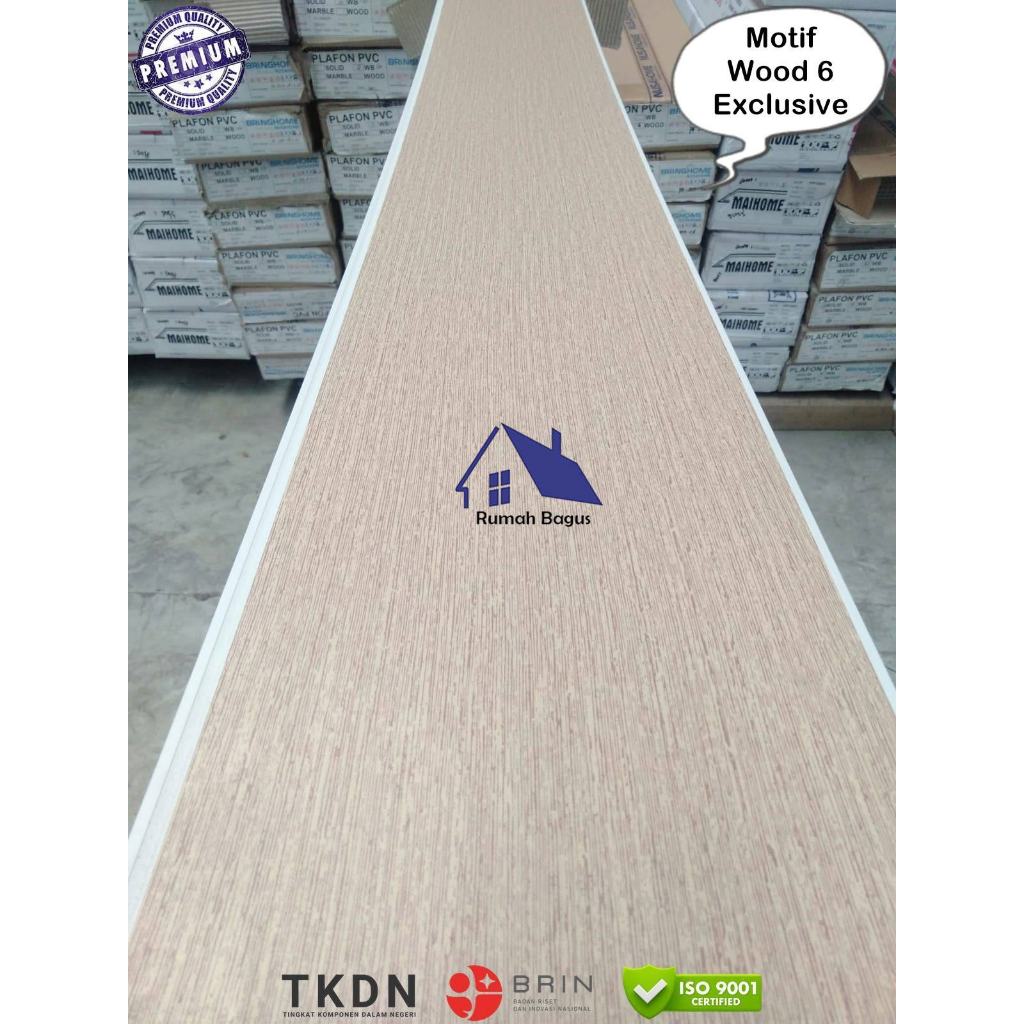 Plafon PVC Wood 6 Doff Motif Serat Kayu Kuat Mewah