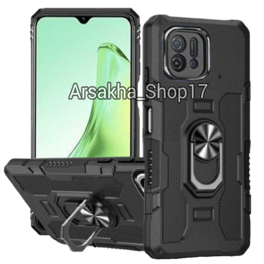 Case  For OPPO A16E/A16K Hard case Robot Carbon Fibre 360 Degree Rotasi Ring Casing HP