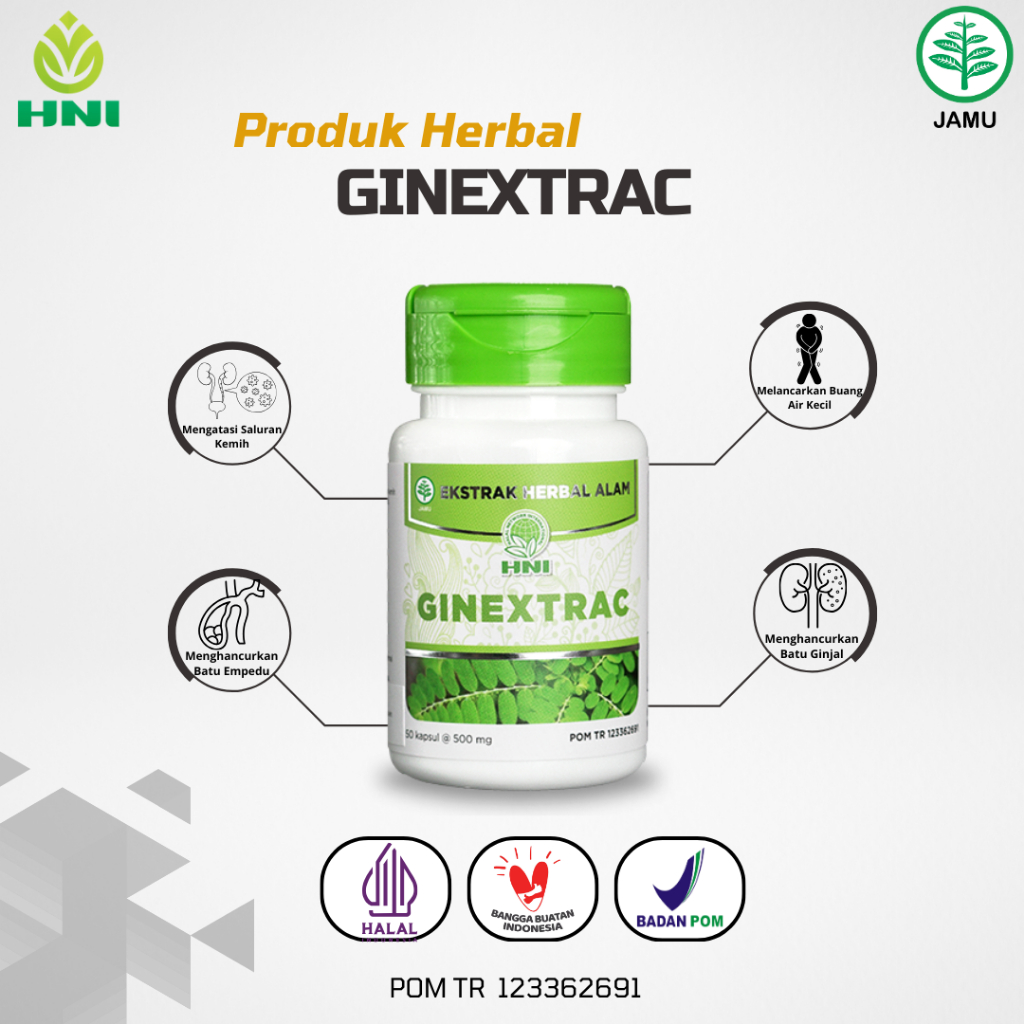 

GINEXTRAC HNI ORIGINAL Ekstrak Daun Tempuyung Atasi Masalah Ginjal Isi 50 Kapsul / Ginextrac