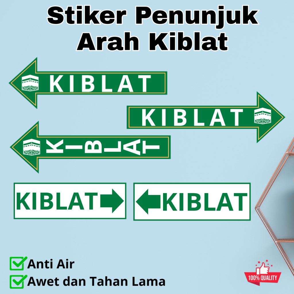 

Sticker Waterproof Penunjuk Arah Kiblat Stiker Vynil Anti Air Sign Qiblah