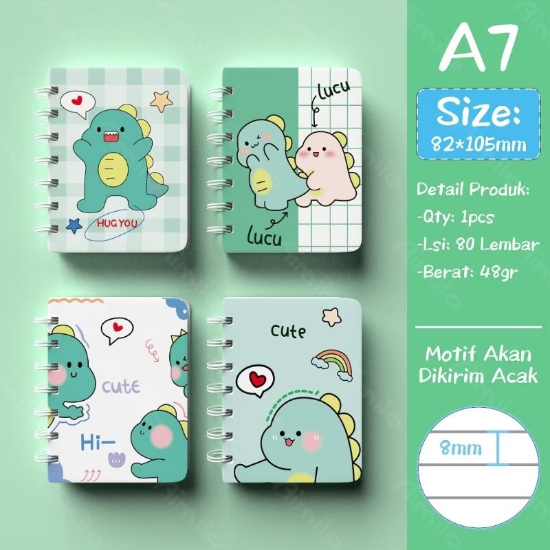 

Notebook mini A7 karakter lucu Buku Diary Aesthetic Buku Notes keci 8lembar