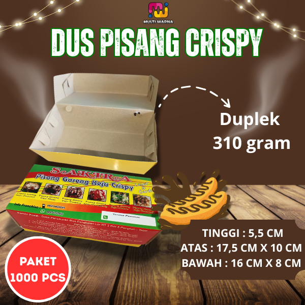 

(Paket 1000 pcs) Dus Box Pisang Crispy / Kotak Pisang Goreng / kemasan Pisang crispy Custom