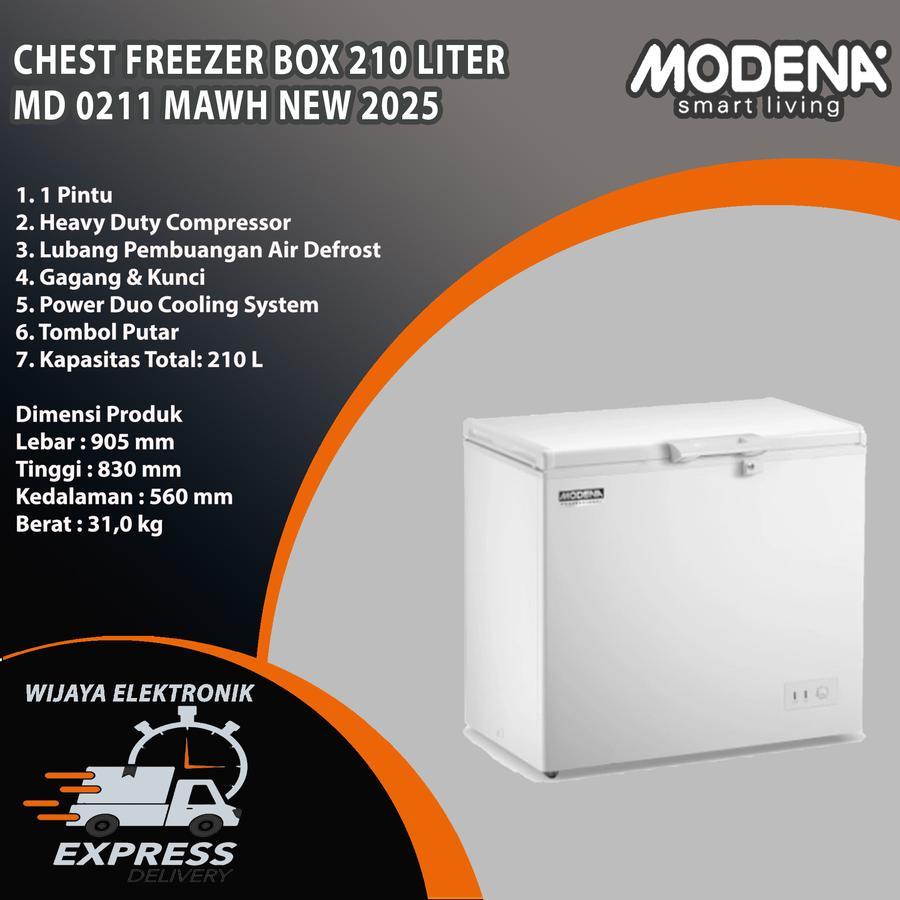 MODENA MD 0210 MDWH - Freezer box 210 Liter Modena Garansi Resmi / Chest freezer BOX Modena MD0210MD