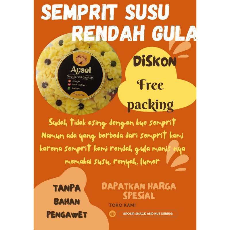 

Kue semprit Khas Aysel cookies toples 250 gram rendah gula