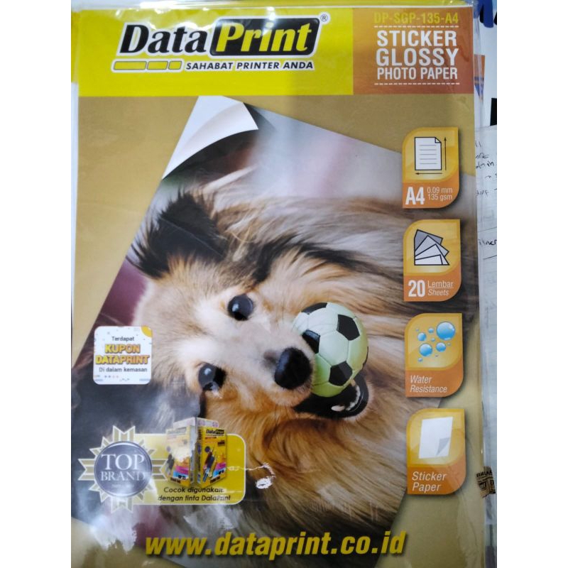 

Kertas Foto Data Print Sticker Glossy Photo Paper 135GSM / Kertas Stiker A4 SGP