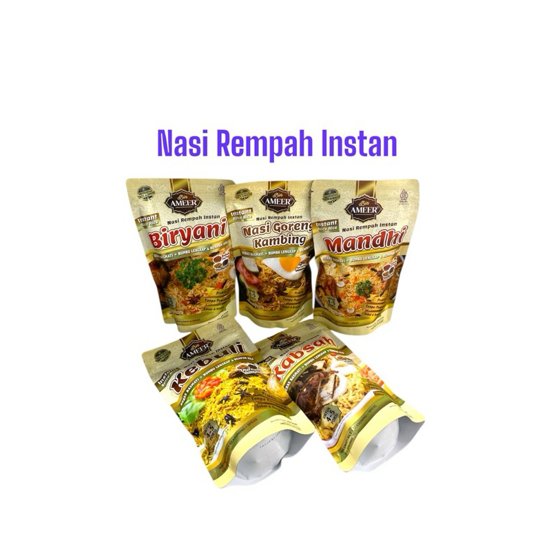 

BERAS/ NASI REMPAH INSTAN BIN AMEER 350 GRAM | NASI BIRYANI, NASI GORENG KAMBING, NASI MANDHI, NASI KEBULI, NASI KABSAH KEMASAN 350 GRAM
