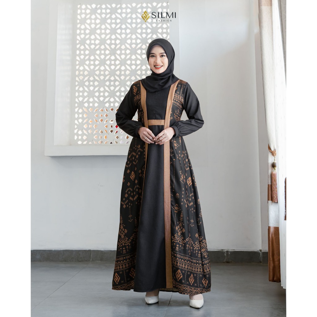 Moslemwear | Gamis Hitam Mewah Elegan Terbaru - Silmi Black - Gamis Wanita Terbaru 2025 - Gamis Set 