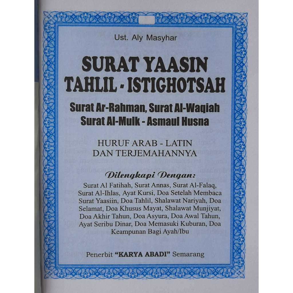 BUKU YASIN ISI 144 HAL BIRU