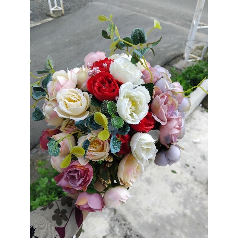 BUNGA MAWAR ROSE ARTIFICIAL IMPORT UNTUK BUKET DEKORASI 10 KUNTUM