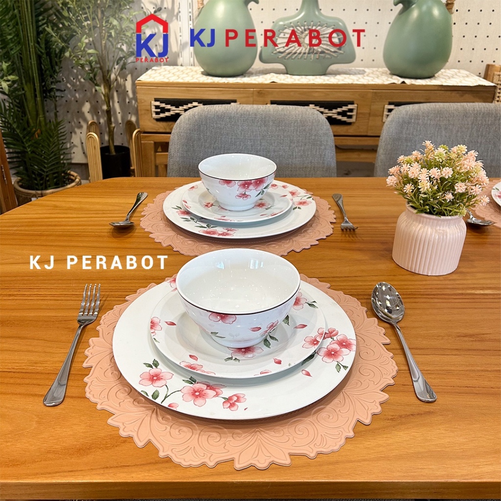 KJ Perabot - HSI Piring Dan Mangkok El Rosepink