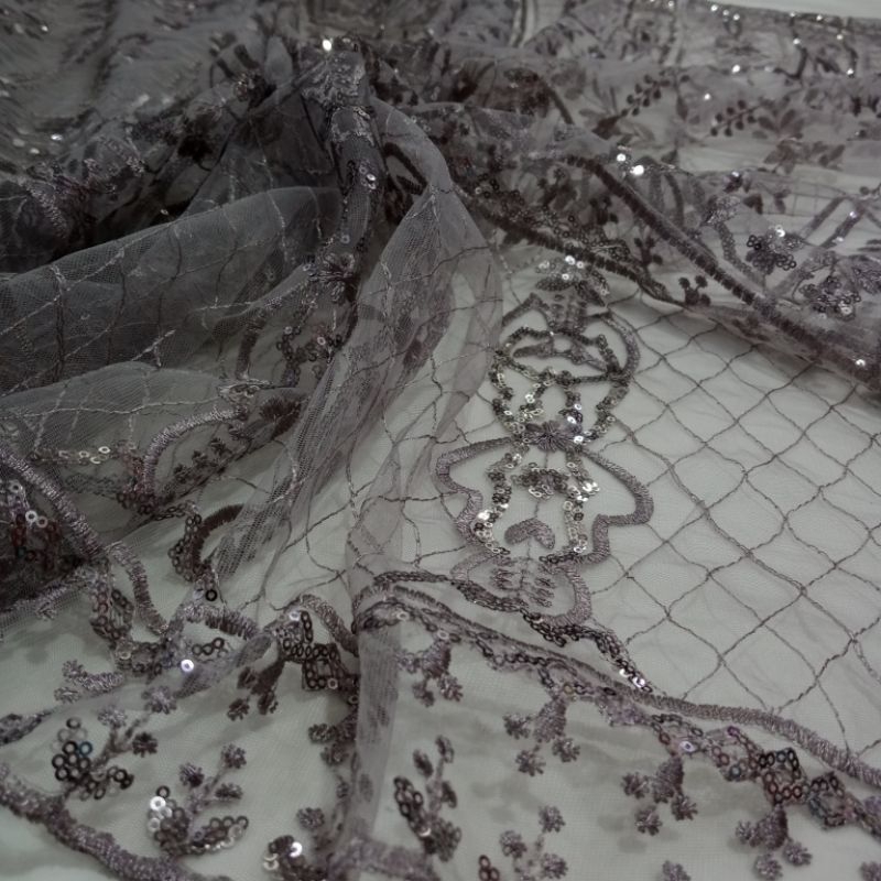 Kain tille payet - kain Tulle Payet - kain tille bordir - kain kebaya