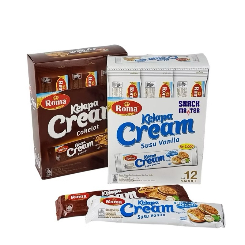

roma kelapa cream cokelat dan vanila susu (isi 12 pcs/box)