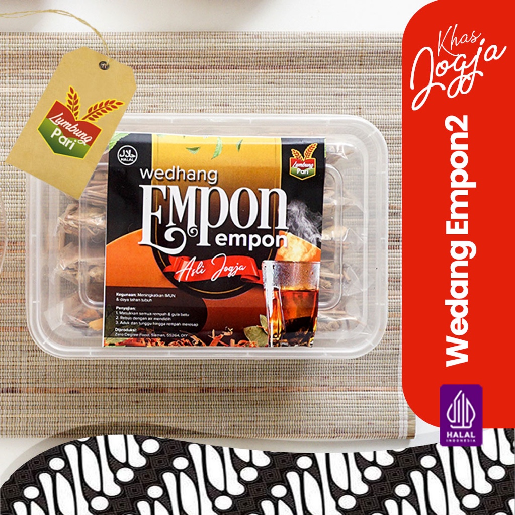 

WEDANG UWUH EMPON EMPON REMPAH - tanpa gula Kemasan Box isi 10 (Temulawak, jahe, Kunyit, sereh, kayu manis)