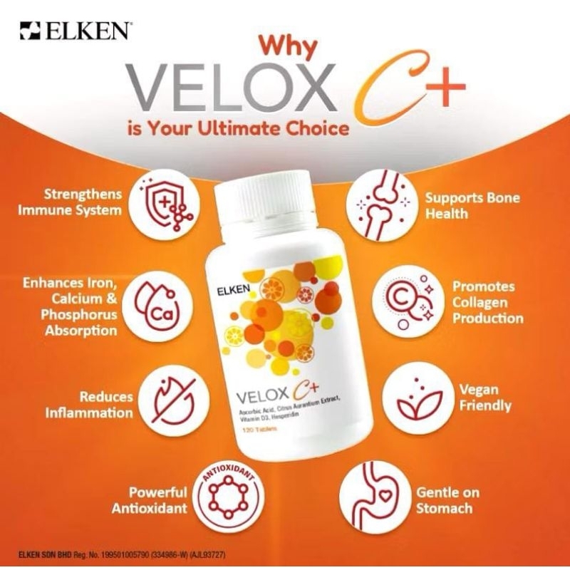 Elken Velox C+ 120 Tablet Pengganti Dynex C Vitamin C