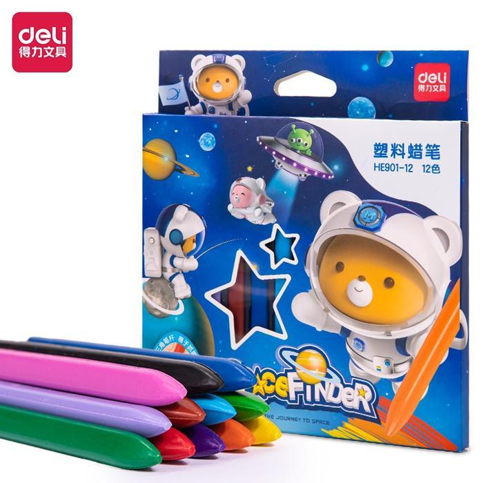 

DELI - KRAYON PLASTIK / PLASTIC CRAYON / PASTEL LILIN HE901-12 12 WARNA
