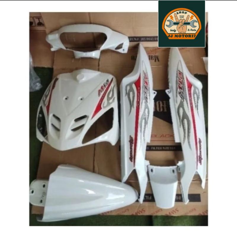 COVER BODY FULL HALUS MIO SPORTY OLD WARNA PUTIH+STIKER