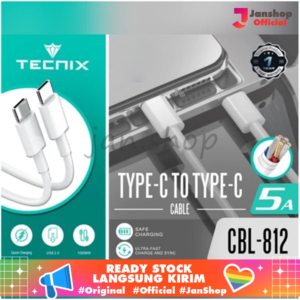 Tecnix Kabel Data CBL-812 (Type-C to Type-C)/CBL-813 (Type-C to Lightning) Charging Original Tecnix