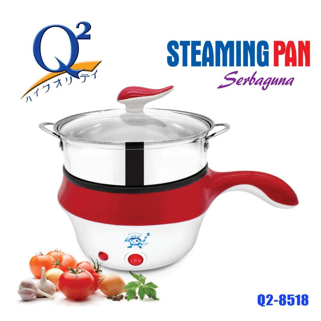 STREAM & COOKING POT Q2-8518 panci listrik q2 panci elektrik q2 panci serbaguna panci kukusan