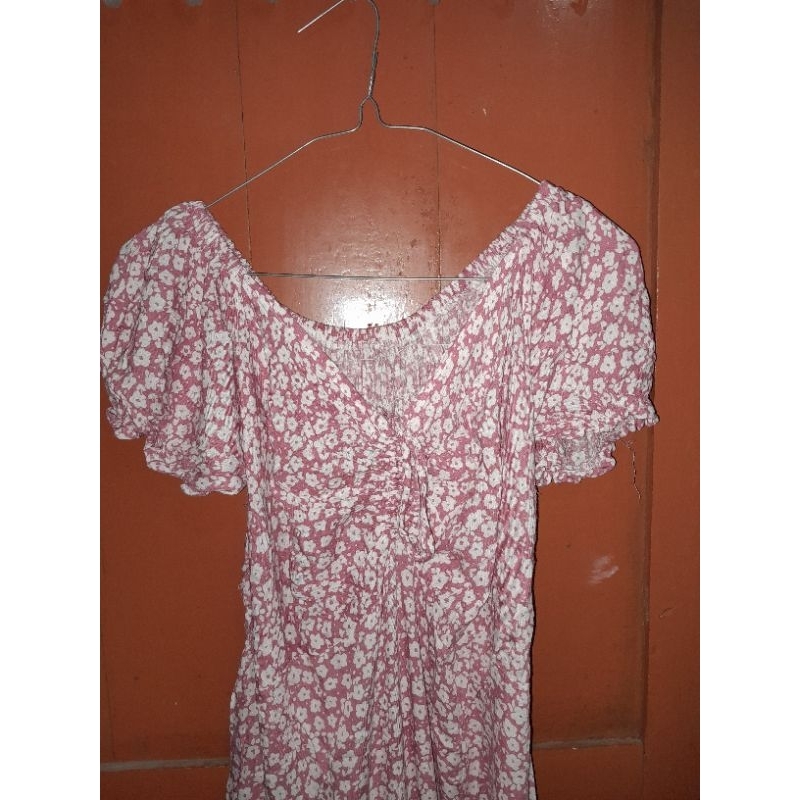 dress pink bunga bunga preloved