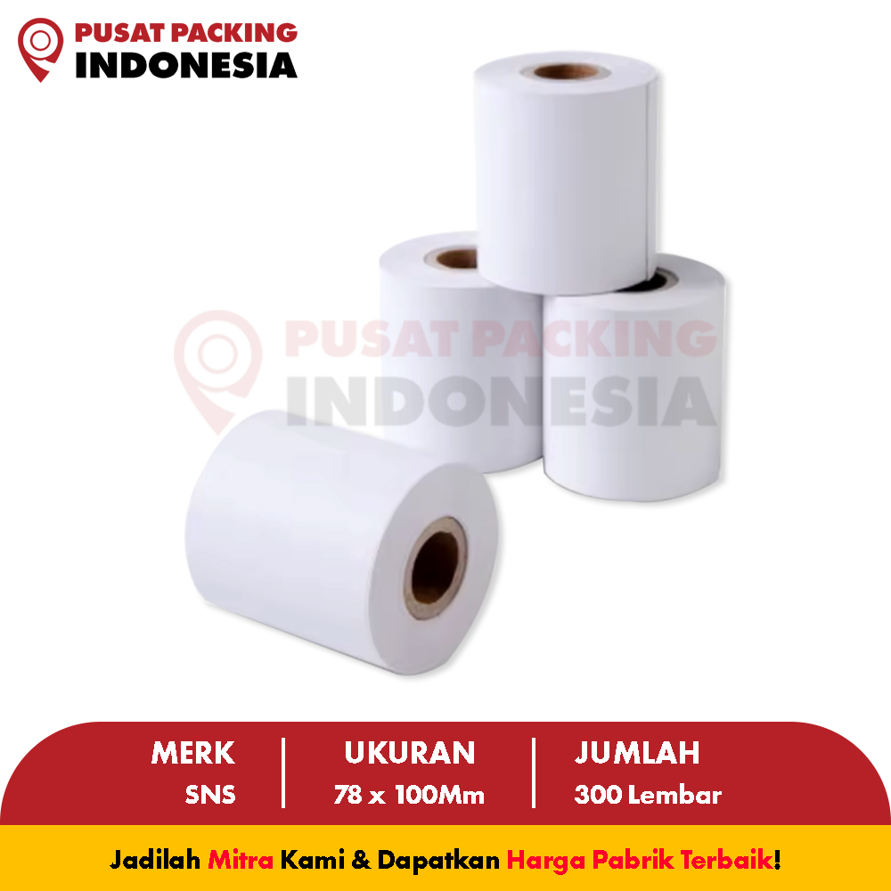 

LABEL THERMAL 78 x 100 mm Isi 300 Pcs SNS PUSAT PACKING INDONESIA