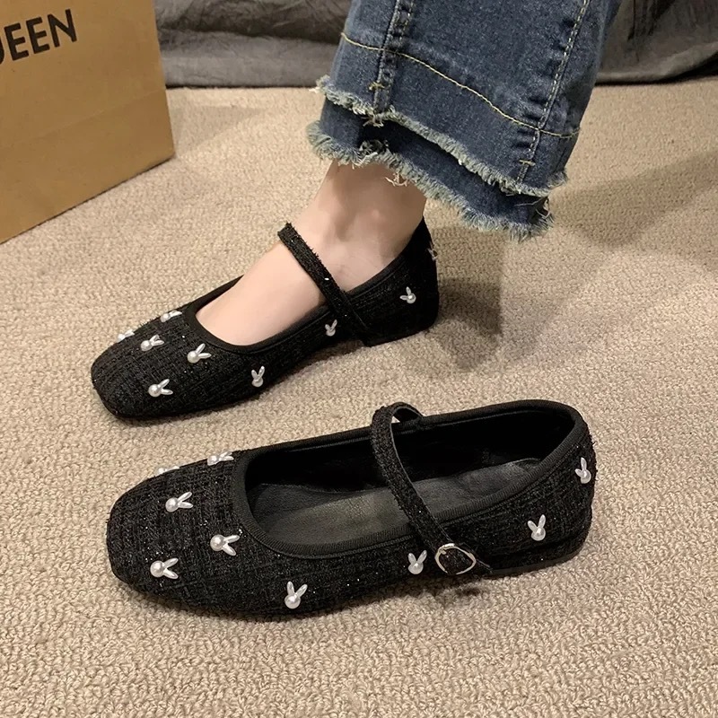 SEPATU HEELS 3CM KOREA WANITA TALI RABBIT KNIT