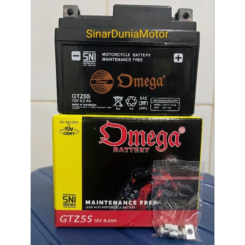 Accu Kering / Accu Motor Kering Omega Untuk Honda Yamaha Suzuki dijamin Original (GTZ5S)