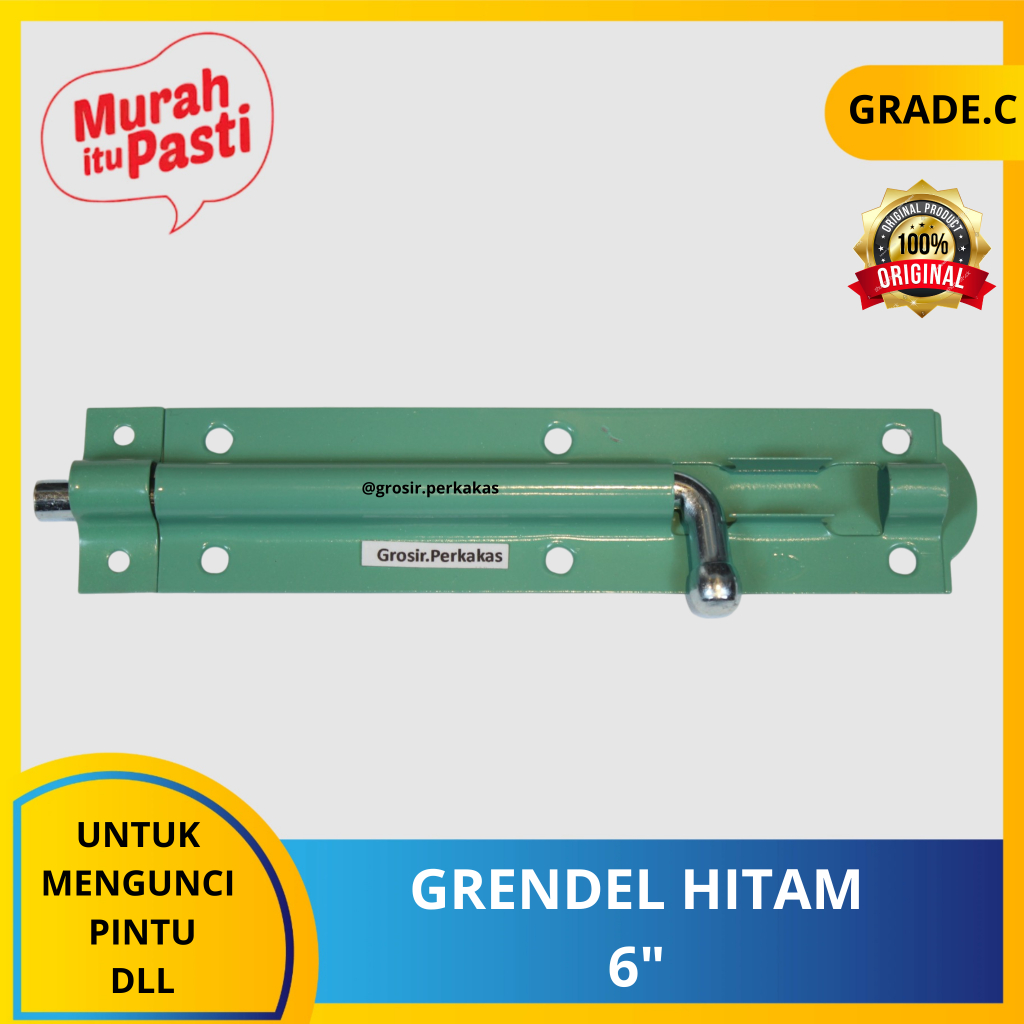 GRENDEL HITAM 6" - double plat - grendel jendela pintu kandang. [C][#GRENDEL]