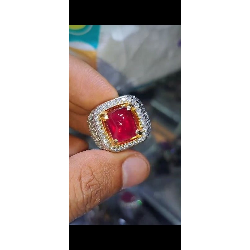 batu permata Ruby pigeon blood ring perak