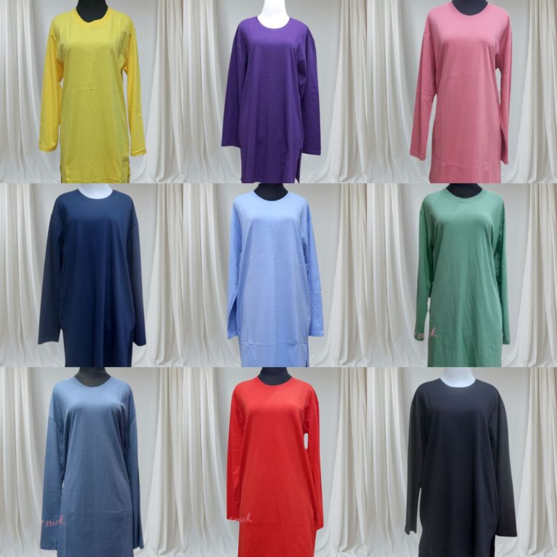 Kaos wanita Tunik Termurah Bahan Full Katun Combed 24s Warna Merah Bata
