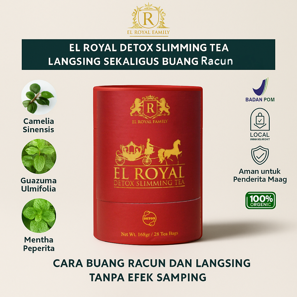 

El Royal Detox Slimming Tea - Teh Hebal Detox Pelangsing Badan dan Hilangkan Racun Bpom