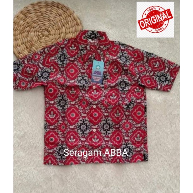 KODE D36T Seragam Batik SD Tunas Harapan Merah pendek