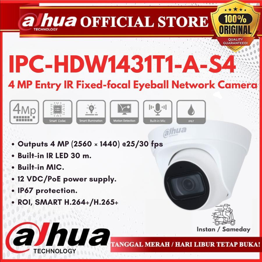DAHUA IR Eyeball IP Cam 4MP PoE DH-IPC-HDW1431T1-A-S4 WeatherProof IP67
