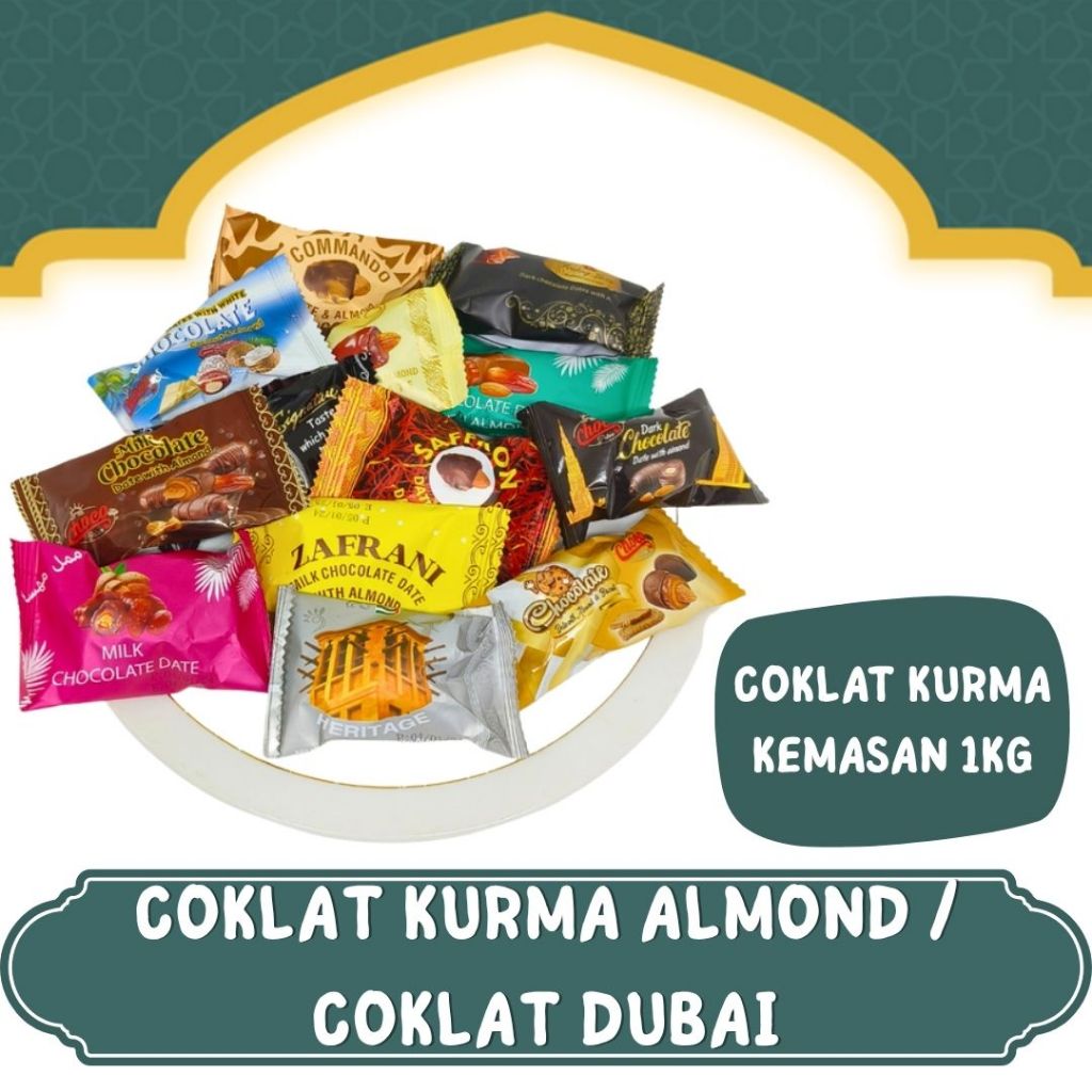 

OLEH OLEH HAJI DAN UMROH COKLAT ALMOND 1KG I COKELAT KURMA PREMIUM FROM DUBAI ARAB I COKELAT MIX LAPIS KURMA I COKELAT ISI KURMA