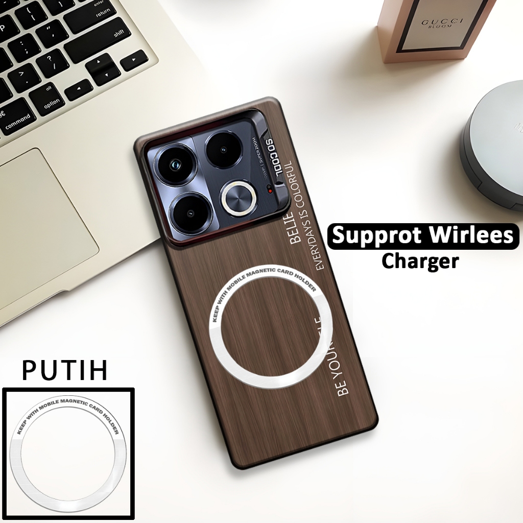 SoftCase So Cool Supprot Wireless Charger Motif KAYU  Infinix Note 40s/Note 40 PRO/NOTE 40 / Note 40