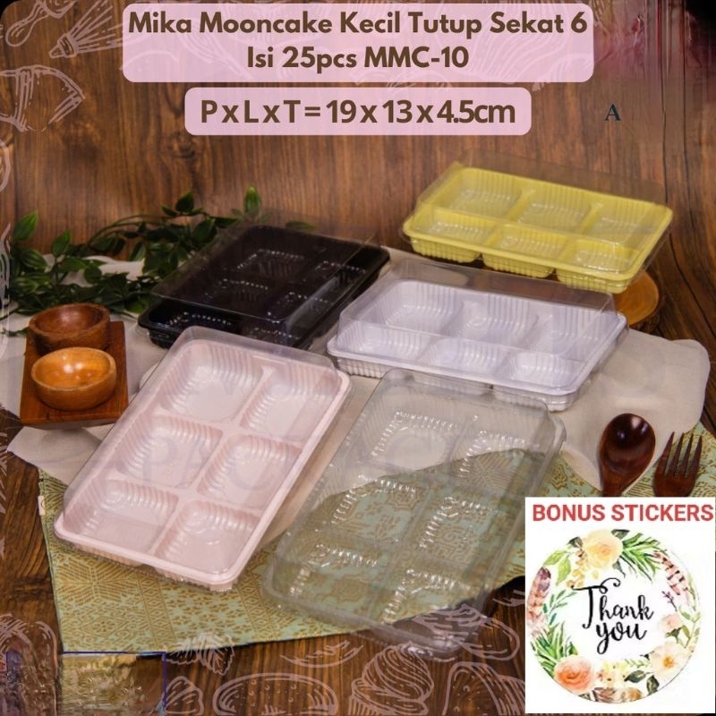 Mika tutup mooncake sekat 6 isi 25pcs per pack moon cake kue bulan tart pudding mini donat snack per