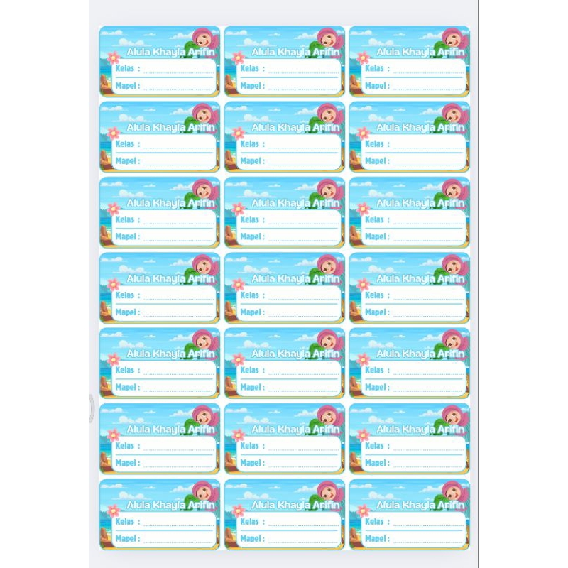 

A4 isi 21 pcs Sticker label nama untuk buku atau yang lainnya