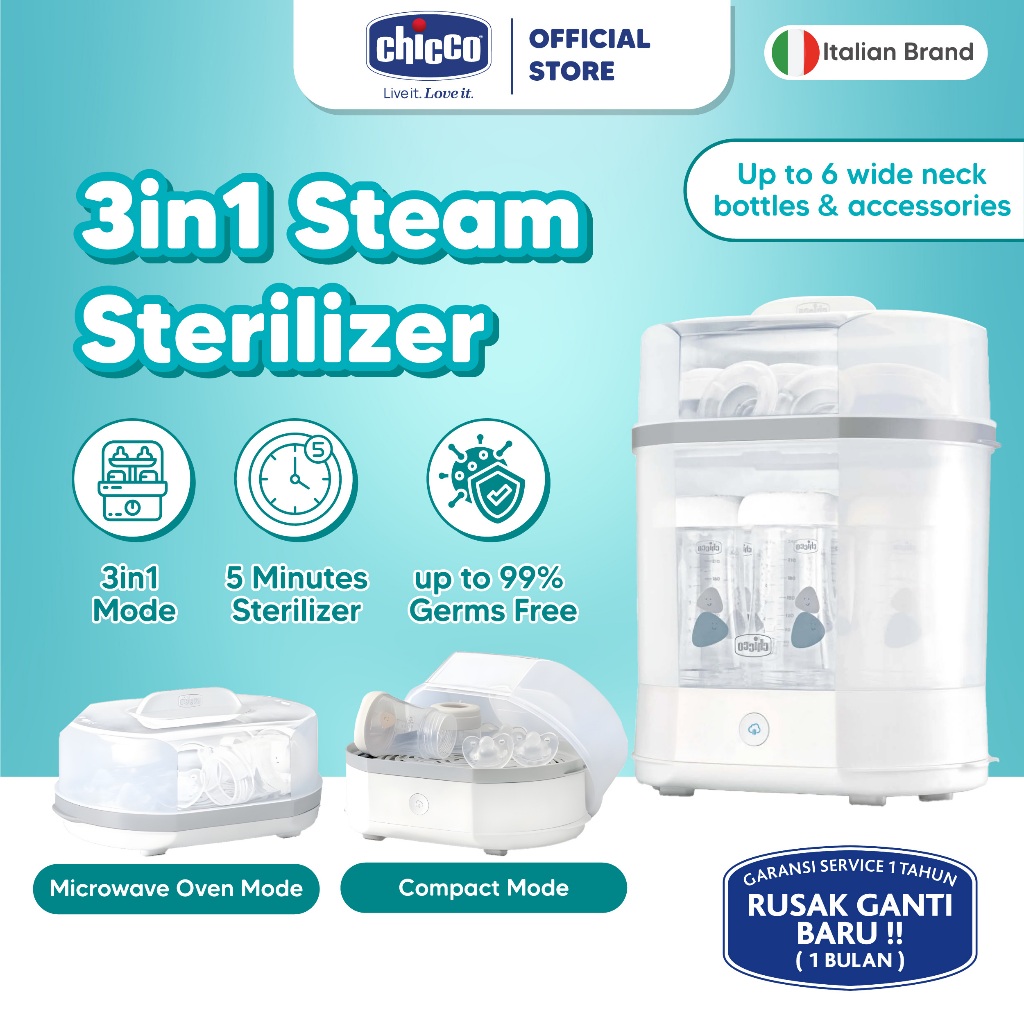 CHICCO Steam Sterilizer / steriliser botol bayi sterilisasi uap alat makan bayi