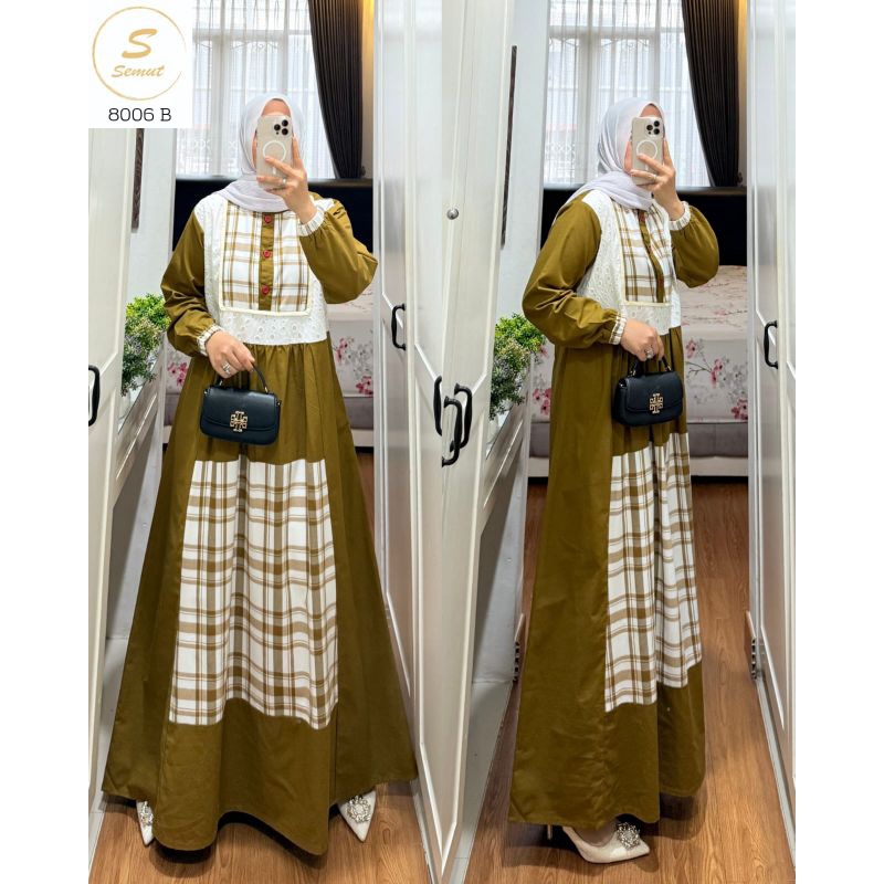GAMIS KATUN KOMBINASI SYAINA BY SEMUT ORIGINAL/DRESS SYAINA BY SEMUT KODE 8802