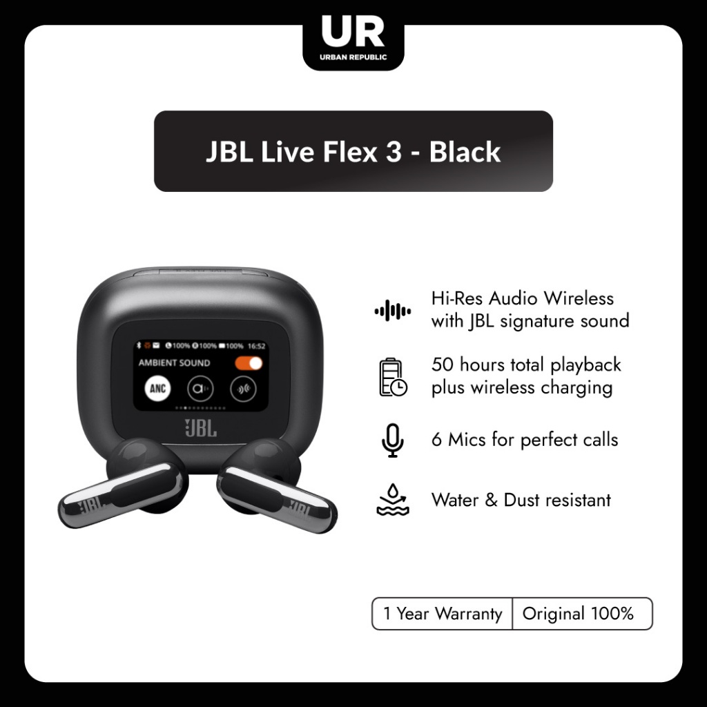 JBL Live Flex 3 Earbuds - Black