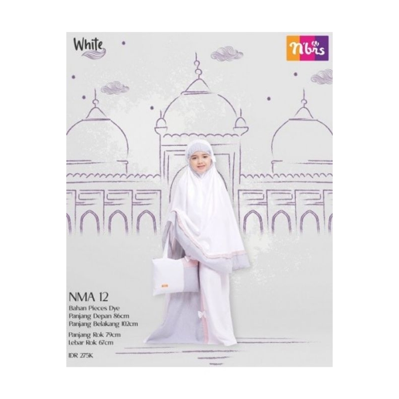 NMA 12 white mukena anak Nibras