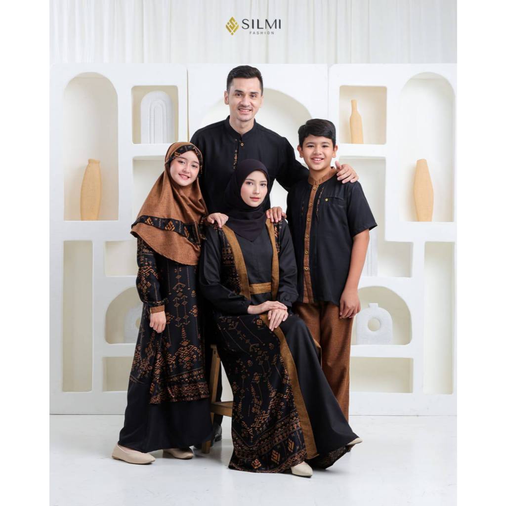 baju couple pasangan | Gamis Motif Remaja Terbaru 2025 – Silmi Family Mocha by Silmi Gamis Wanita Te