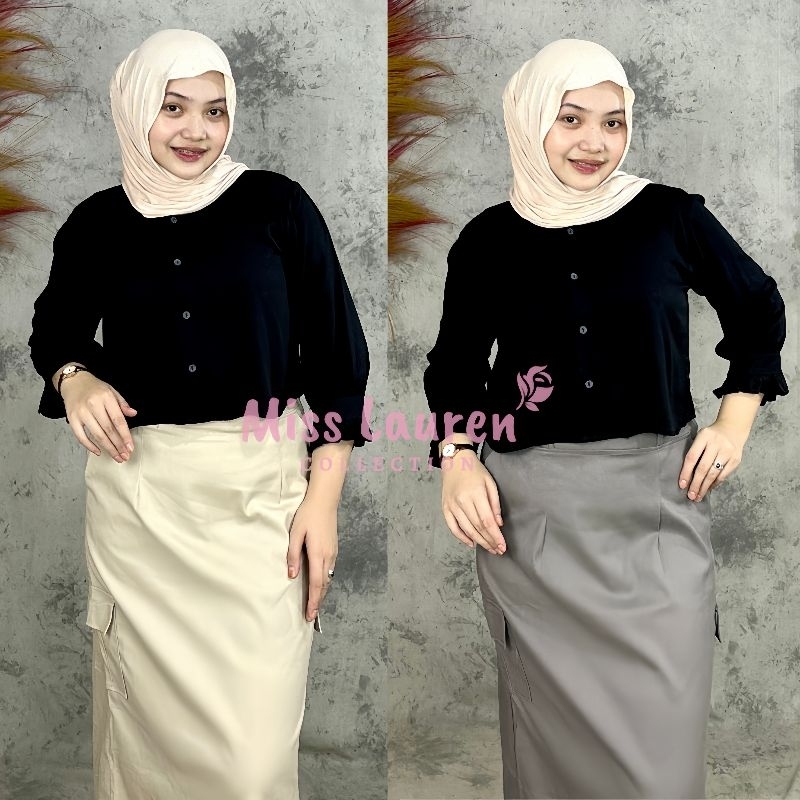 [BARU LAUNCHING] Rok Cargo Wanita Bahan Bengalin | Rok Panjang Wanita Ukuran Standar & Jumbo | Rok C
