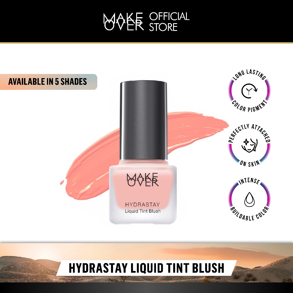 MAKE OVER Hydrastay Liquid Tint Blush - Blush On Intense Cream Blush Blendable Hasil Natural Lembab 