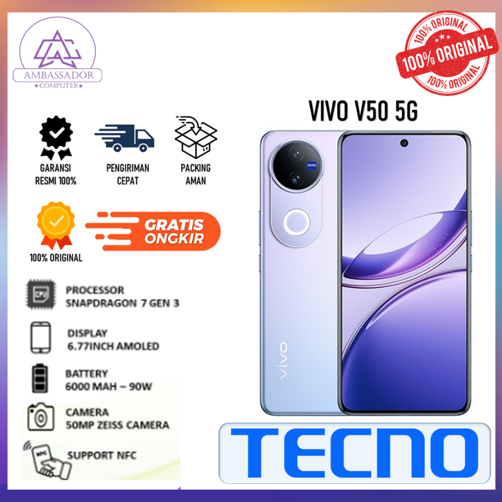 Handphone vivo V50 5G ram 12gb storage 512gb/256gb