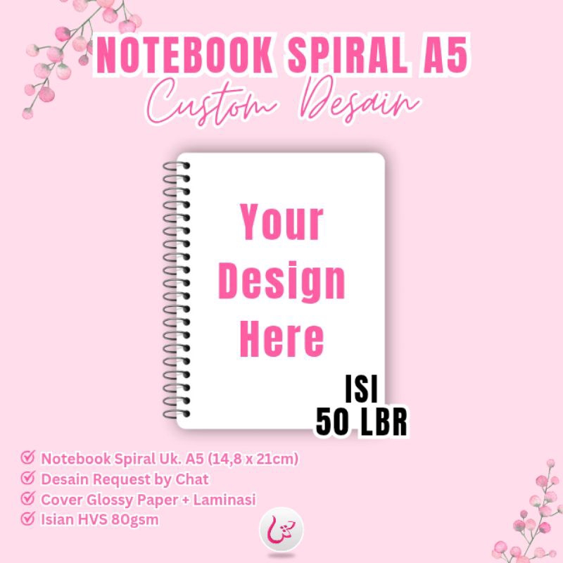 

SyafaCreative - (ISI 50 LEMBAR) Notebook Spiral A5 Custom Cover dan Isi