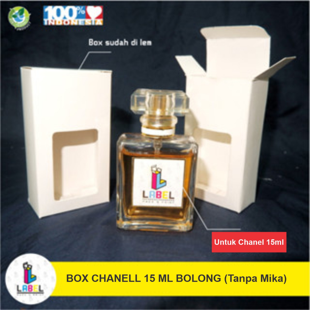 

Box POLOS / Dus Kemasan Botol Chanell 15ml Bolong tanpa mika