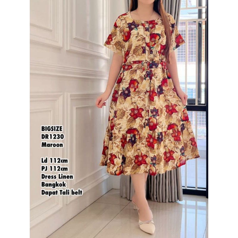 DR1230.Dress Linen bangkok♦️