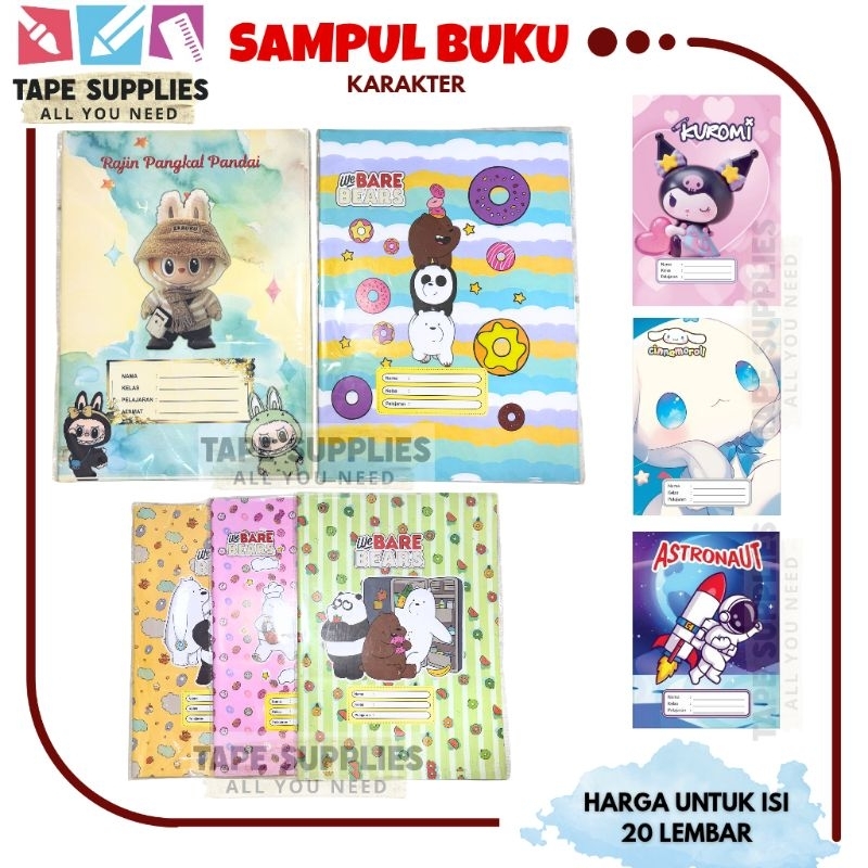 

(ISI 20 LEMBAR) Sampul Buku Fancy Karakter Lucu Bahan Tebal / Ukuran Kwarto (Kecil)