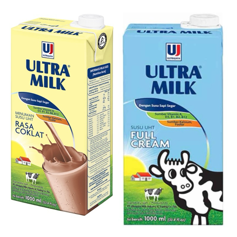 

Ultra milk susu UHT tersedia rasa coklat dan original kemasan 1 liter