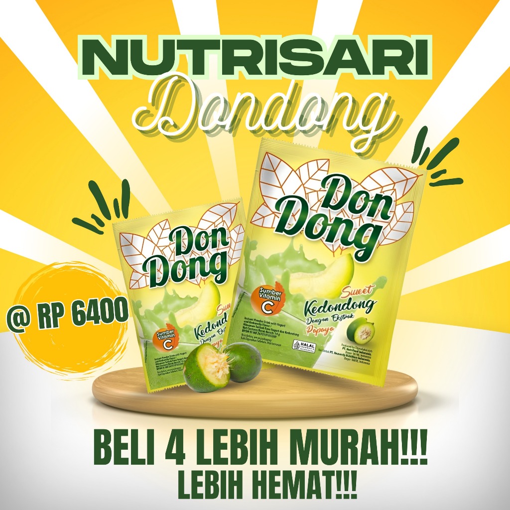 

Nutrisari Don Dong Minuman Serbuk Sweet Kedondong Sumber Vit C 1Renceng isi 10 sachet Minuman Dingin / Hangat